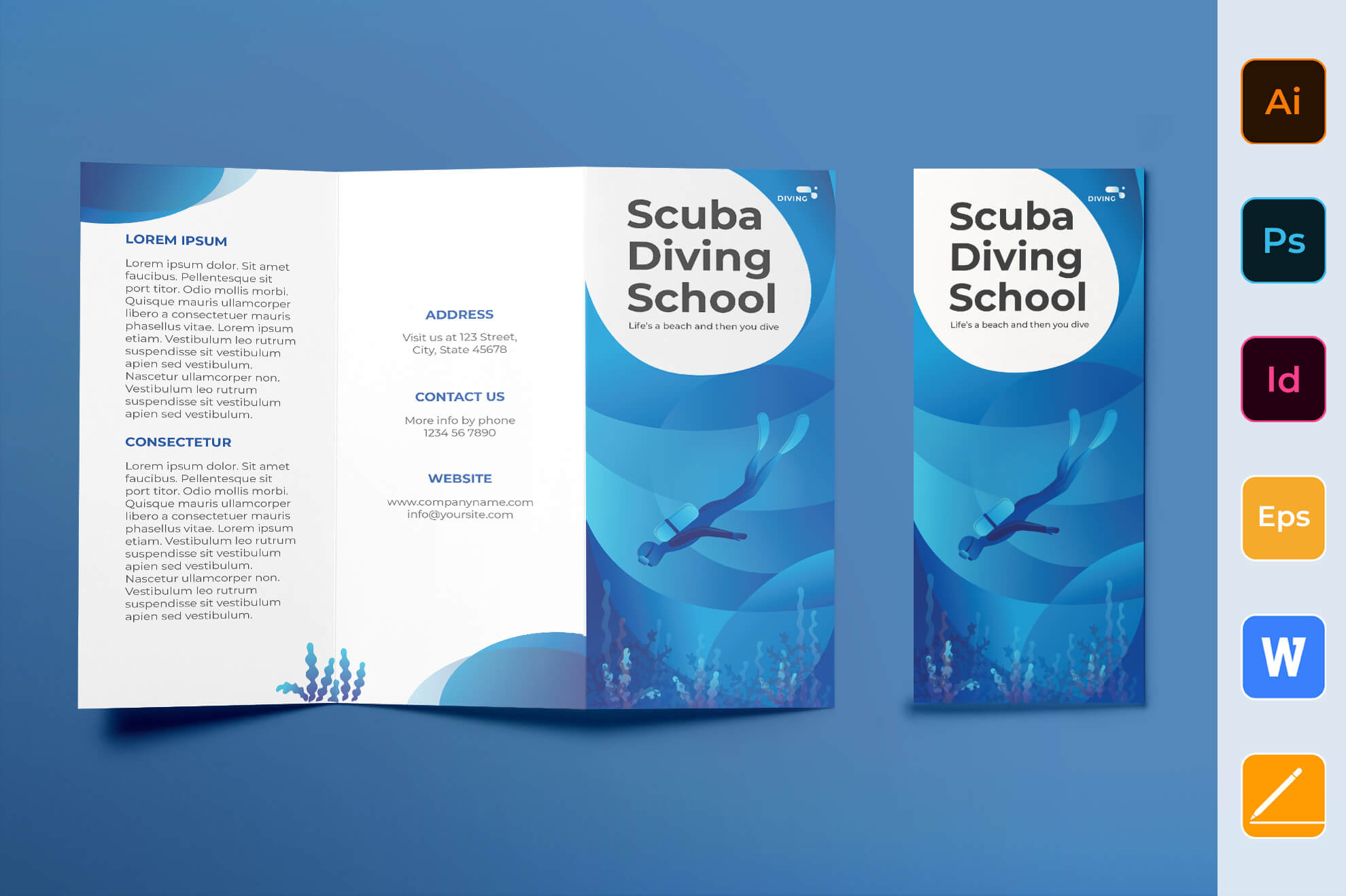 Diving School Brochure Trifold With School Brochure Design Templates