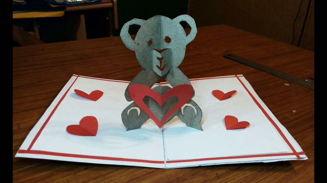 Diy – How To Make A Teddy Bear Pop Up Card |Paper Crafts Handmade Craft   Mother’S Day Card! With Teddy Bear Pop Up Card Template Free