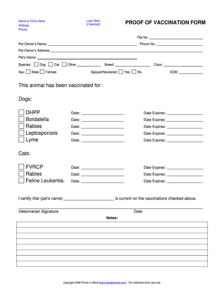 Dog Shot Record Template – Fill Online, Printable, Fillable With Regard To Dog Vaccination Certificate Template