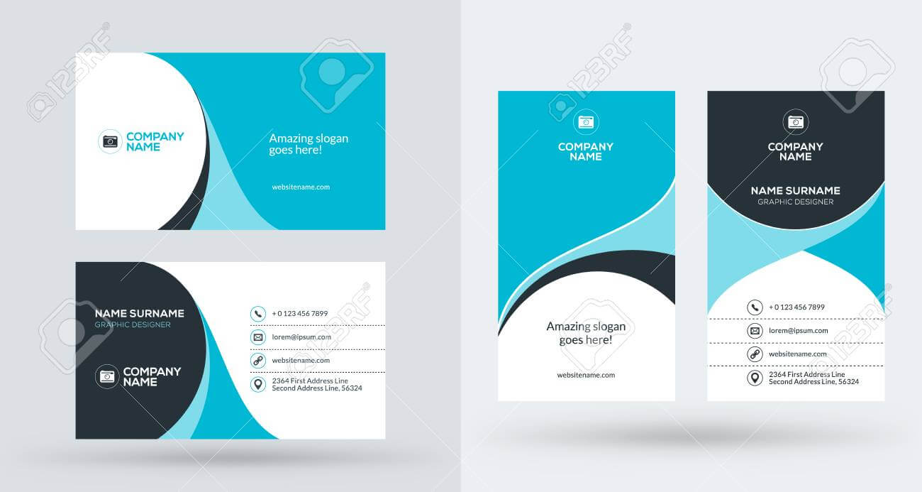 Double Sided Creative Business Card Template. Portrait And Landscape.. Intended For Portrait Id Card Template