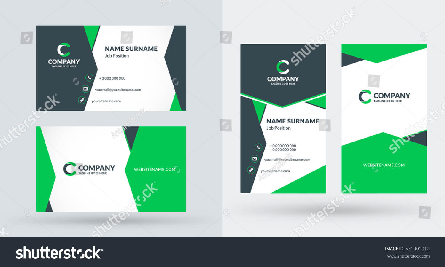 Doublesided Creative Business Card Template Portrait With Portrait Id Card Template