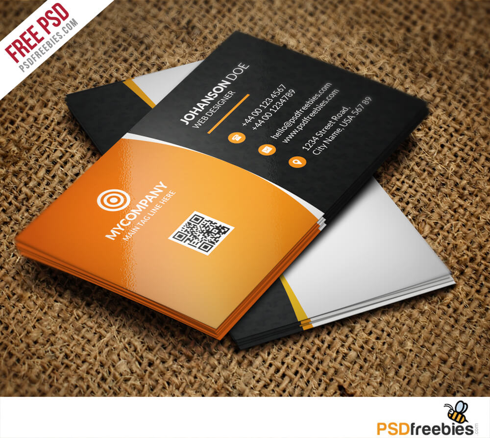 Download Free Qr Code Business Card Psd – Download Psd Within Restaurant Business Cards Templates Free