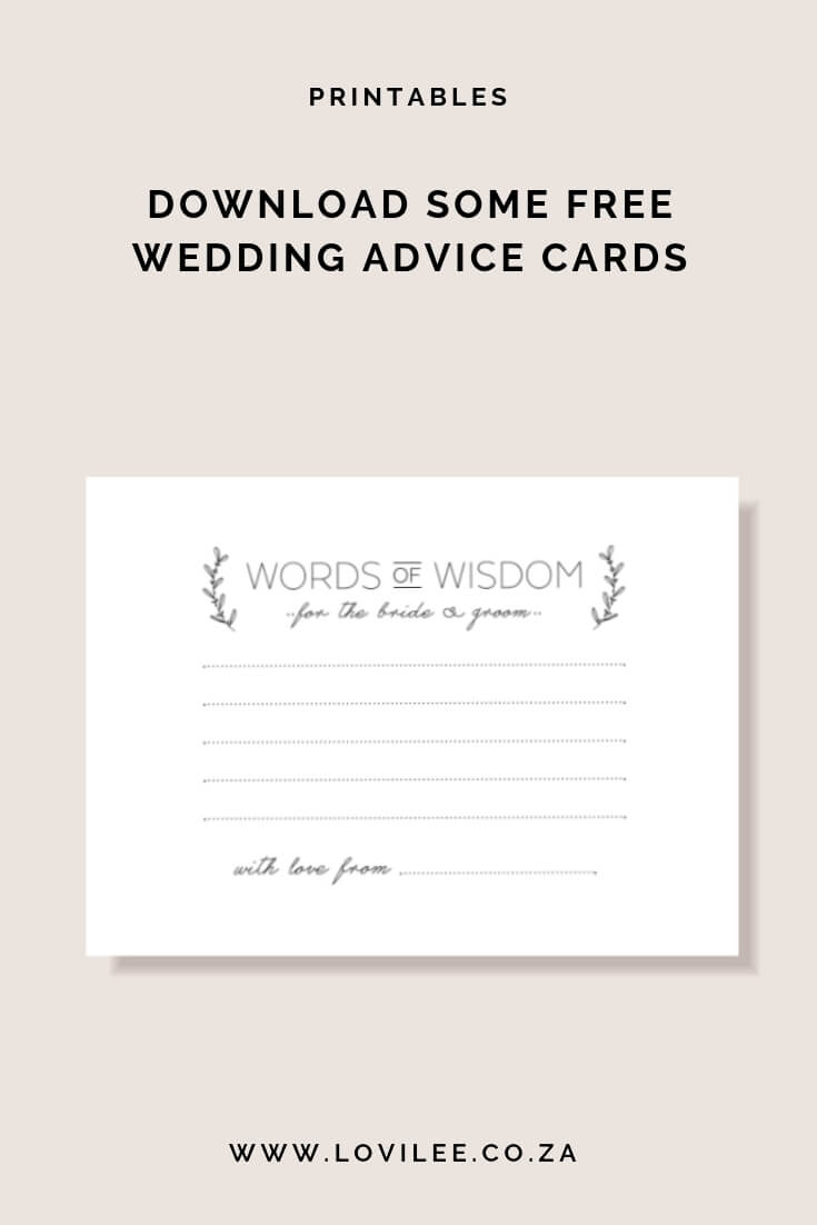 Download Your Free Wedding Advice Cards Printable | Lovilee Regarding Marriage Advice Cards Templates