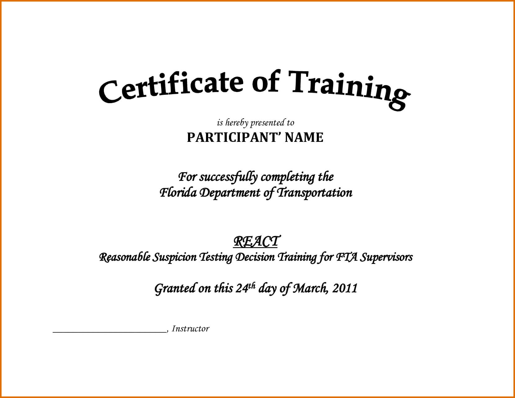 Downloadable Certificate Of Training Completion Template With Free Training Completion Certificate Templates