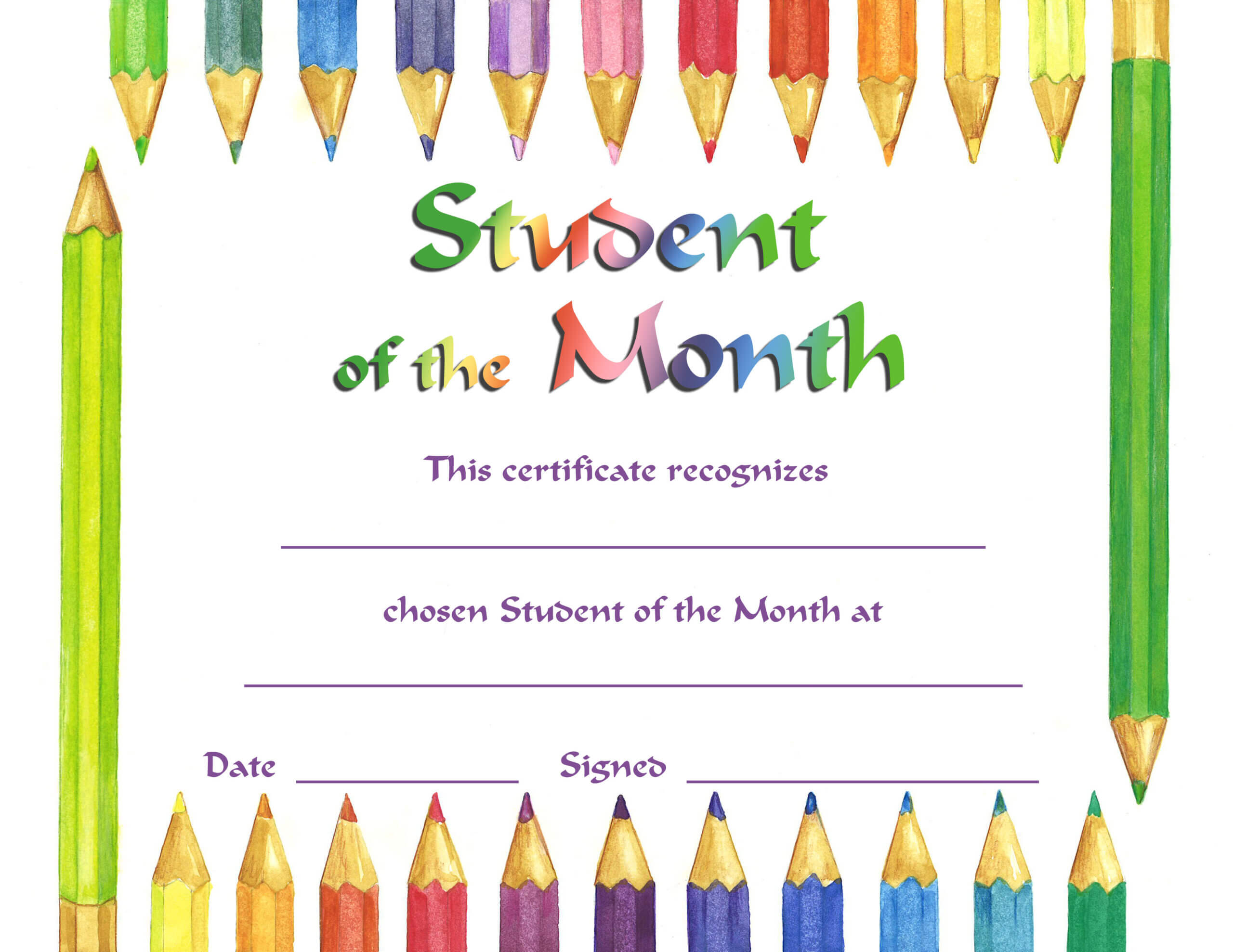 Downloadable Student Of The Month Regarding Free Printable Student Of The Month Certificate Templates