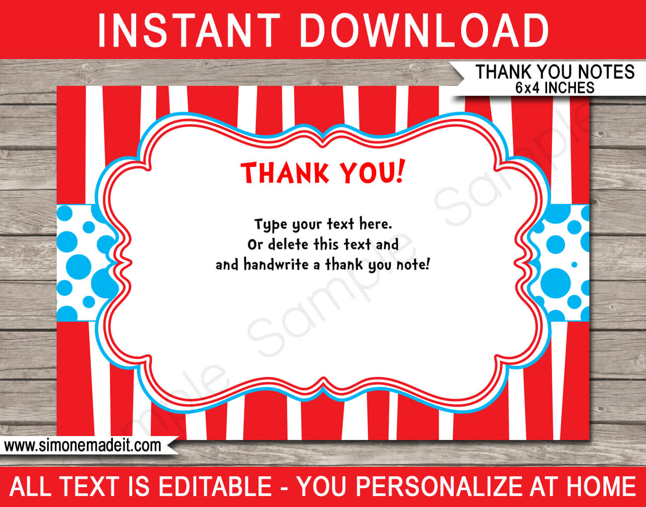 Dr Seuss Party Thank You Cards Template Pertaining To Dr Seuss Birthday Card Template