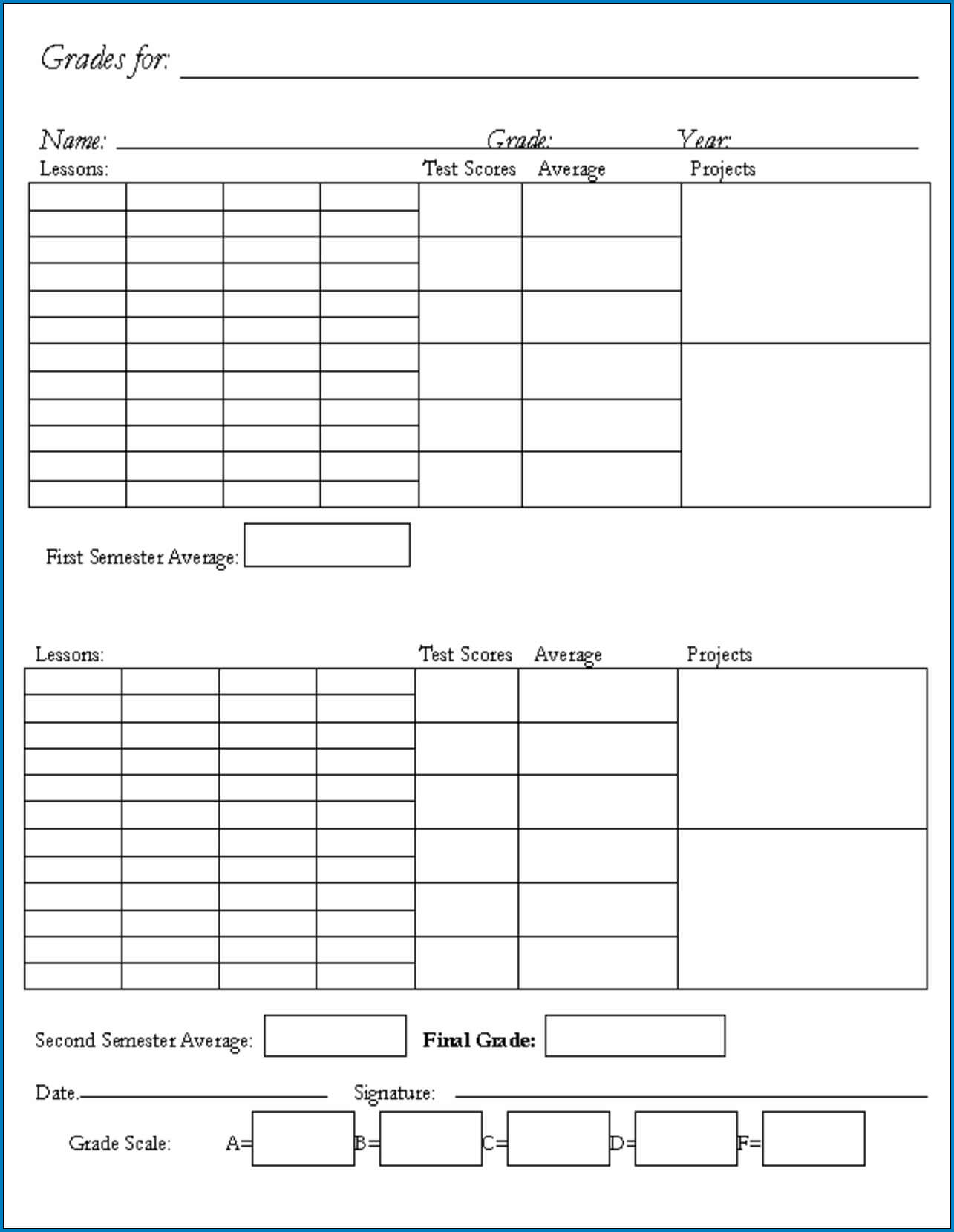 √ Free Printable Homeschool Report Card Template | Templateral Intended For Blank Report Card Template
