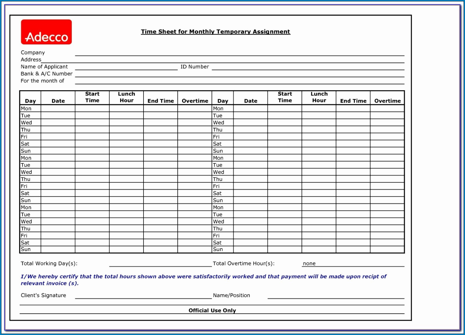 Free Excel Timesheet Template With Formulas Zitemplate Inside Weekly