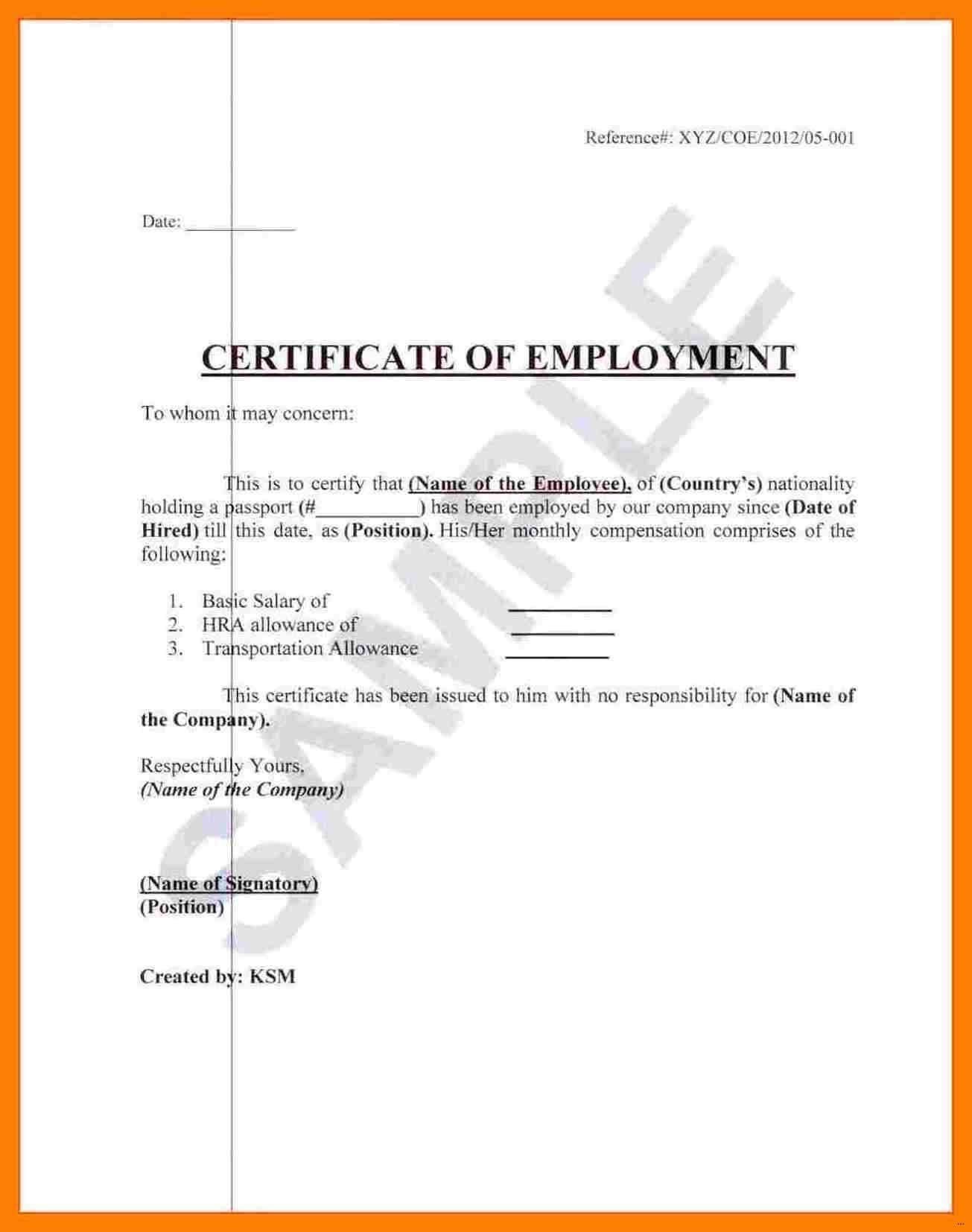 ❤️ Free Printable Certificate Of Employment Form Sample Inside Template Of Certificate Of Employment