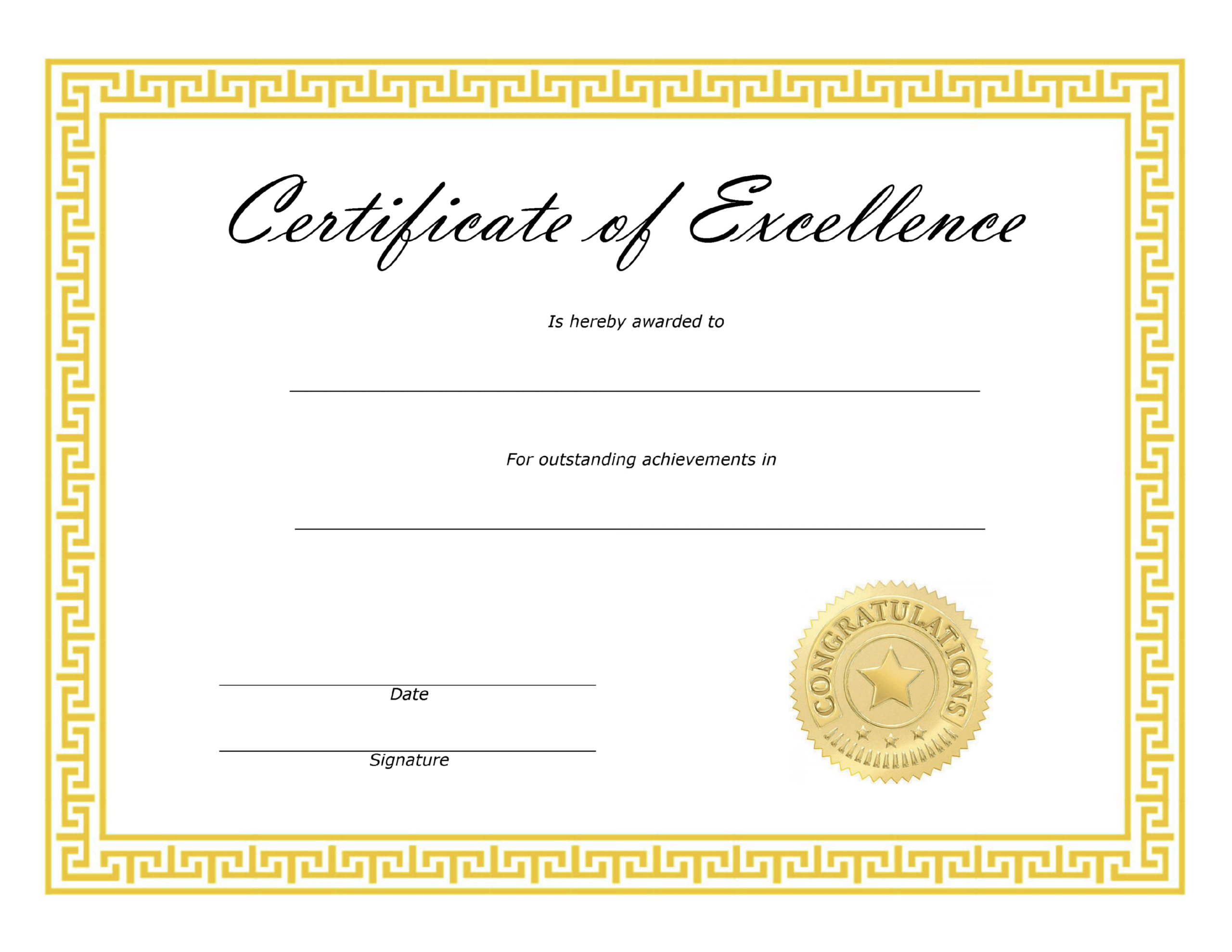 ❤️ Free Sample Certificate Of Excellence Templates❤️ Within Award Of Excellence Certificate Template