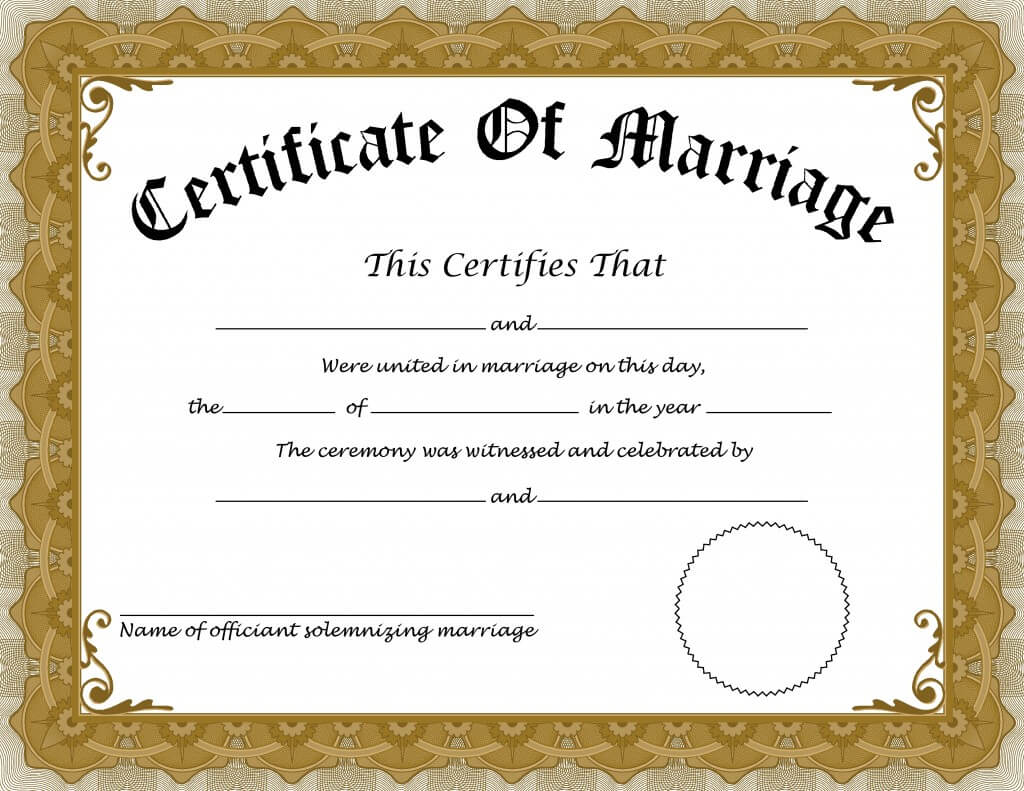 ❤️free Printable Certificate Of Marriage Templates❤️ Throughout Certificate Of Marriage Template