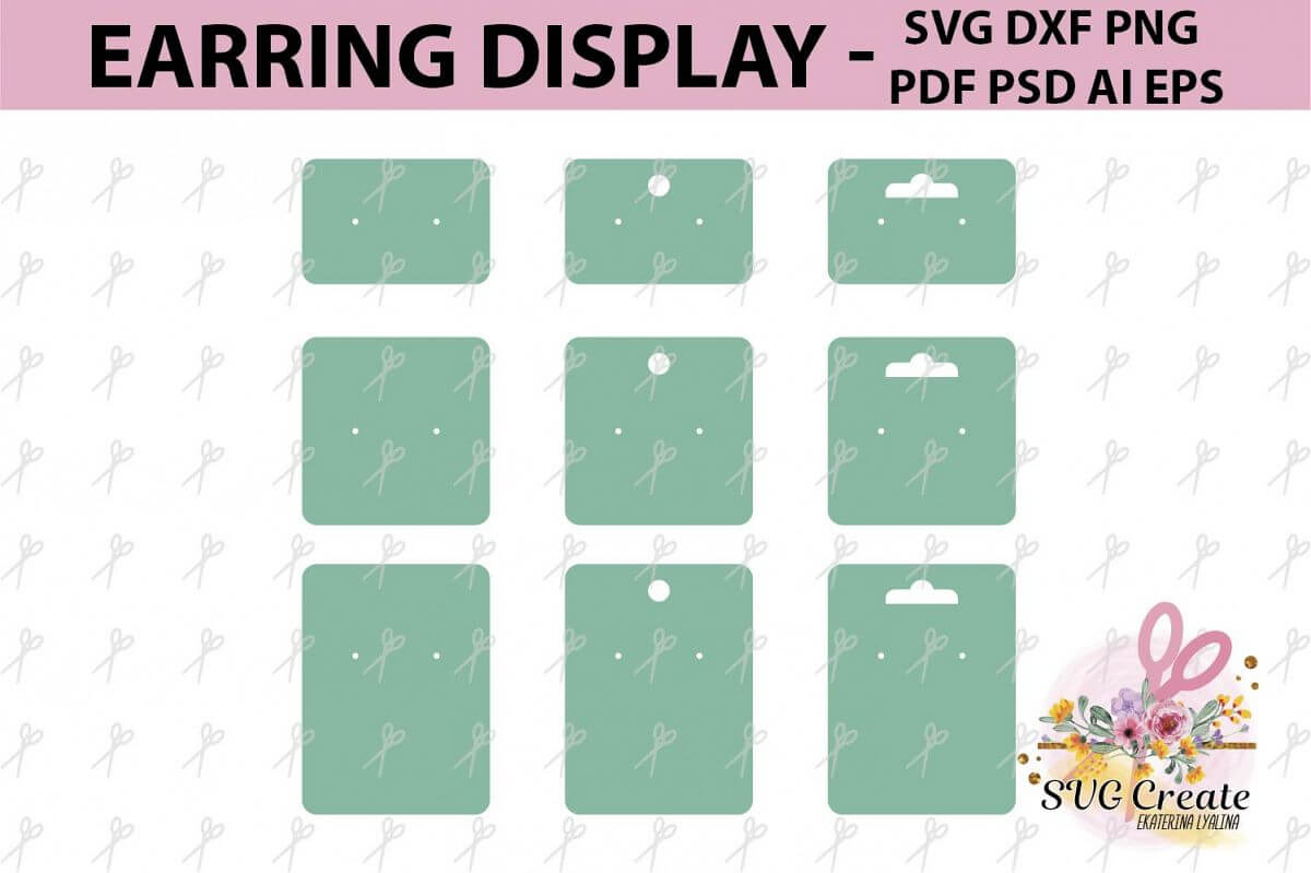 Earring Cards Svg, Earring Display Svg, Earring Display Pdf In Free Svg Card Templates