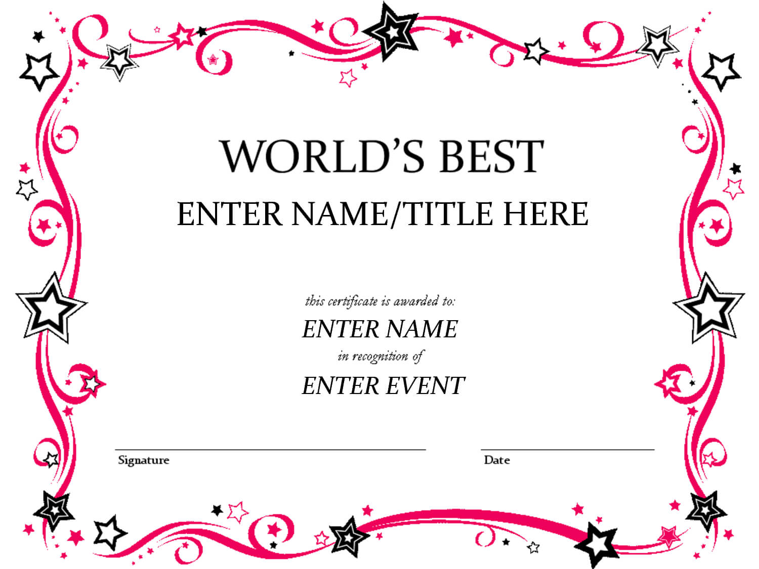 Easy To Use Award Certificate Template Word : V M D Regarding Free Printable Certificate Of Achievement Template