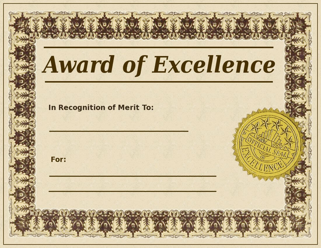 Editable Award Of Excellence Template Sample For Employee Regarding Award Of Excellence Certificate Template