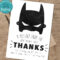 Editable Batman Birthday Thank You Card Instant Download With Superman Birthday Card Template