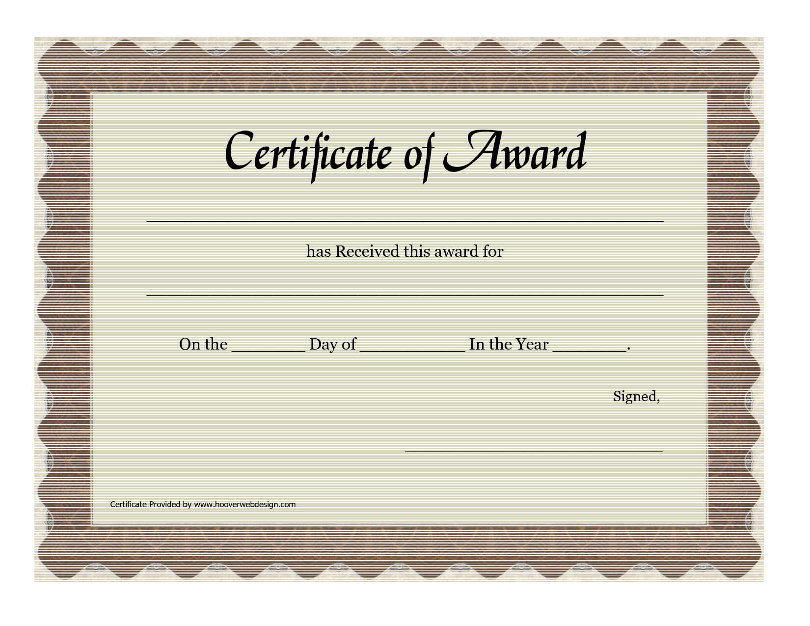 Effective Certificate Of Award Template With Brown Color Within Winner Certificate Template