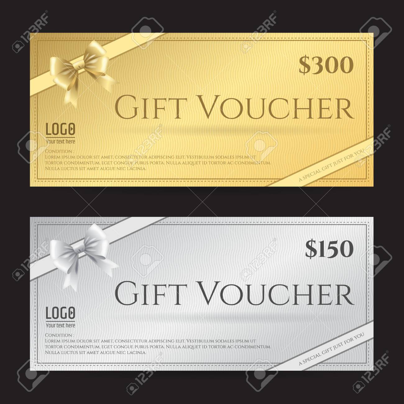 Elegant Gift Card Or Gift Voucher Template With Shiny Gold And.. Throughout Elegant Gift Certificate Template