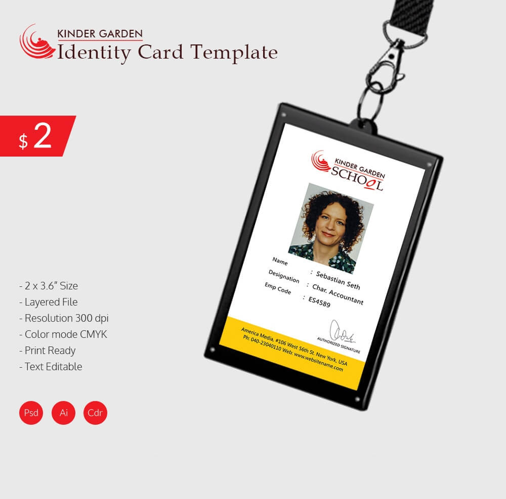 Elegant Kindergarten School Identity Card Download | Free Inside Id Card Template Word Free
