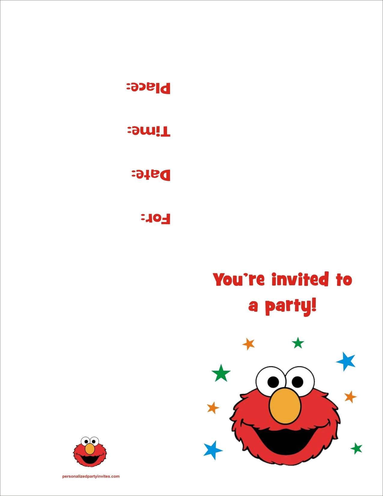 Elmo Free Printable Birthday Party Invitation Personalized With Elmo Birthday Card Template