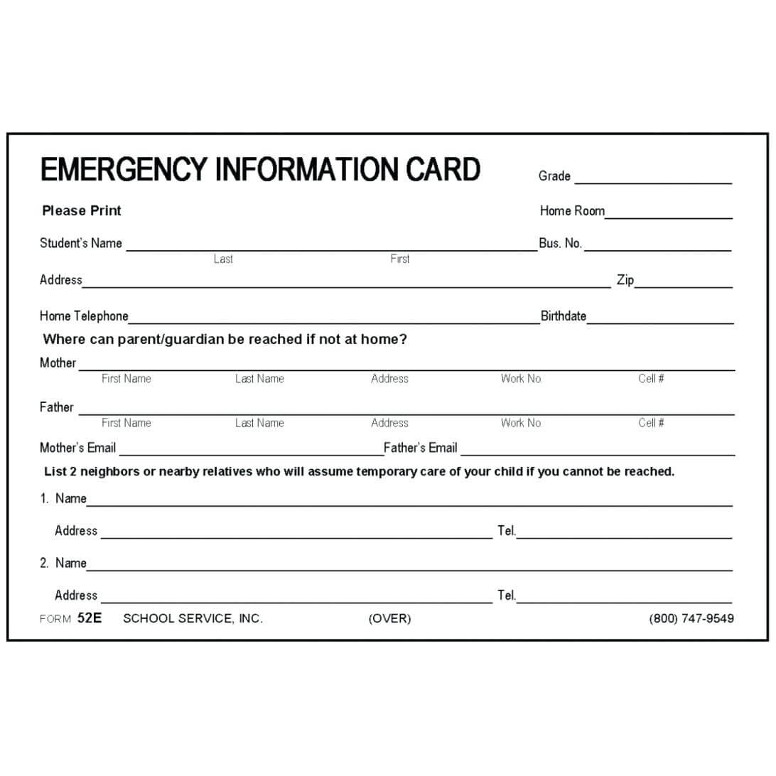 Emergency Card Template Free – Heartwork In Emergency Contact Card Template