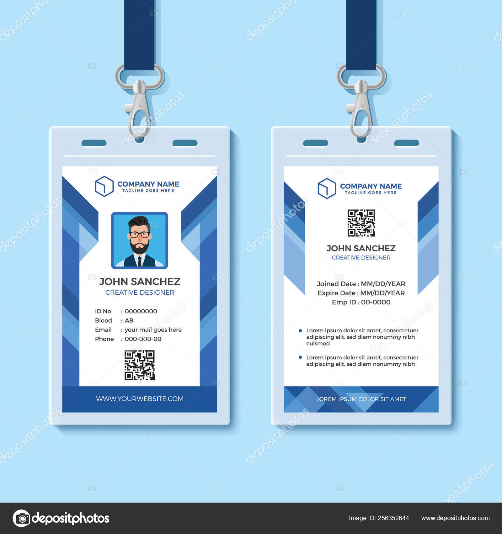 Employee Id Card Design Template | Blue Employee Id Card Regarding Company Id Card Design Template