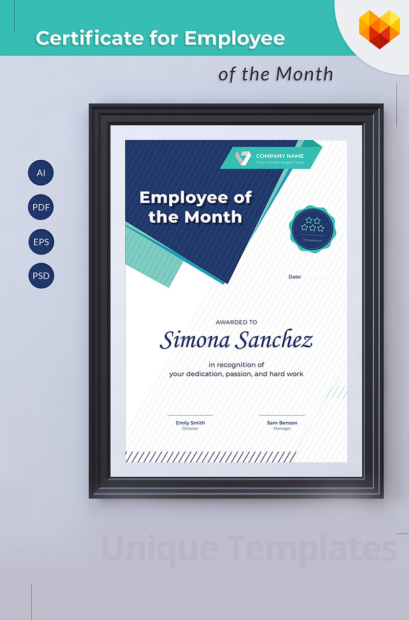 Employee Of The Month Certificate Template Inside Employee Of The Month Certificate Template With Picture