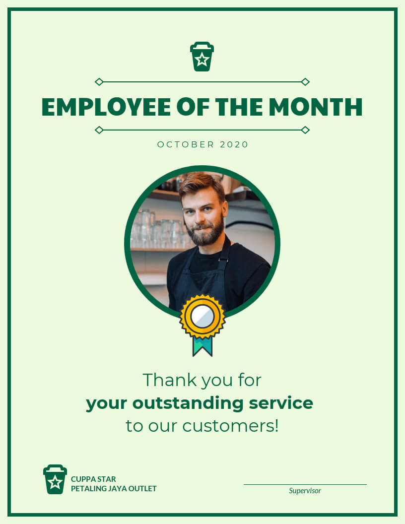 Employee Of The Month Certificate Template Throughout Employee Certificate Of Service Template