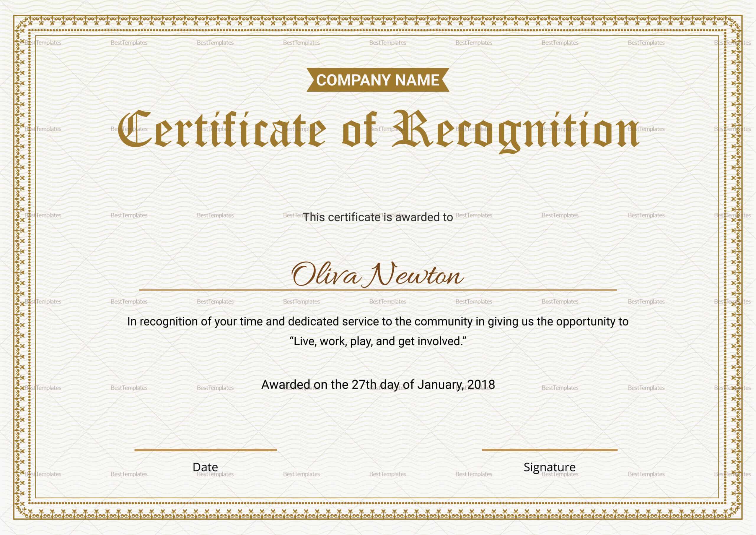 Employee Recognition Certificates Templates Calep Throughout Best 