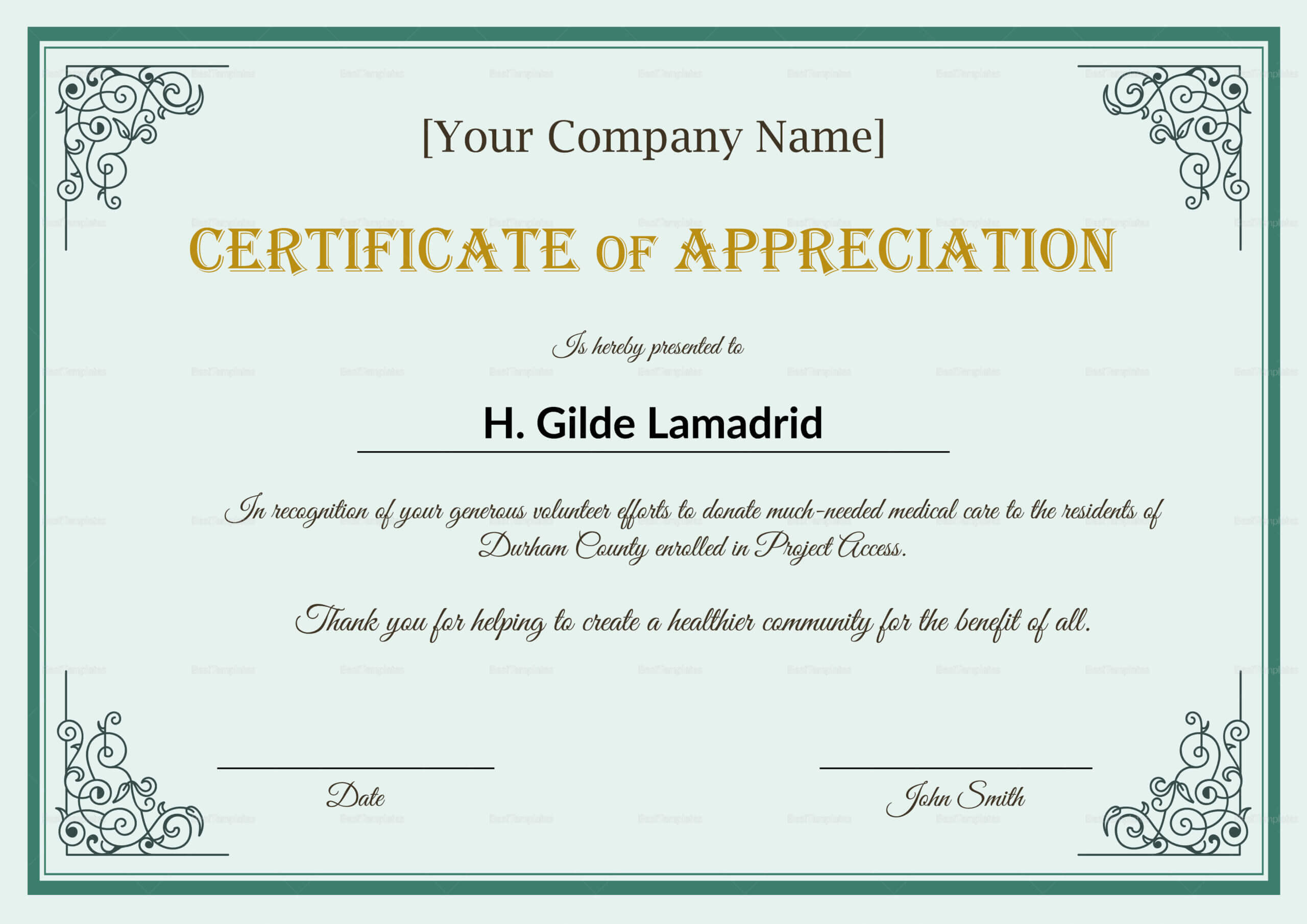 Employee Recognition Certificates Templates – Calep With Regard To Volunteer Of The Year Certificate Template