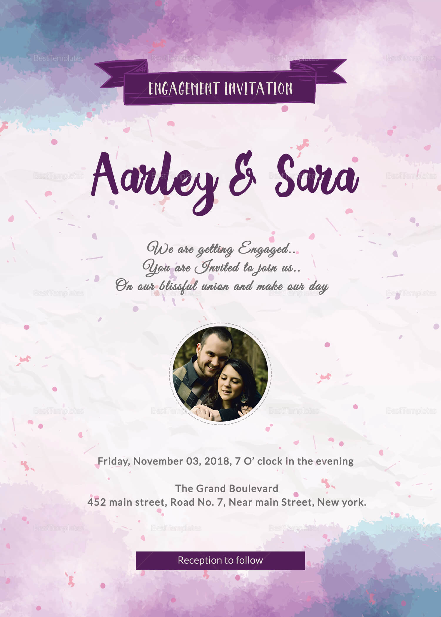 Engagement Party Invitation Card Template Pertaining To Engagement Invitation Card Template