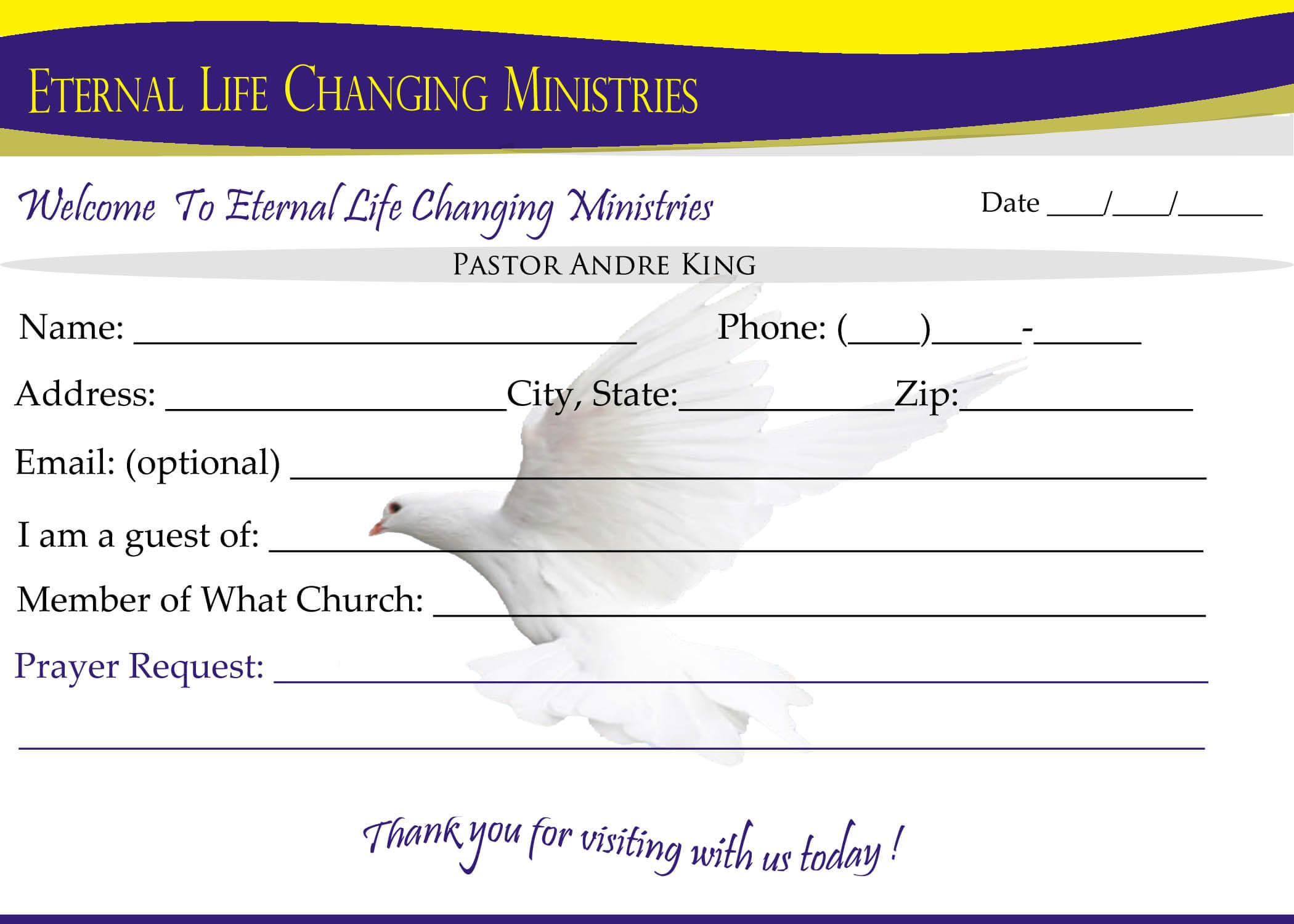 Eternal Life Visitor Card B | Creative Kingdom Designs Inside Church Visitor Card Template