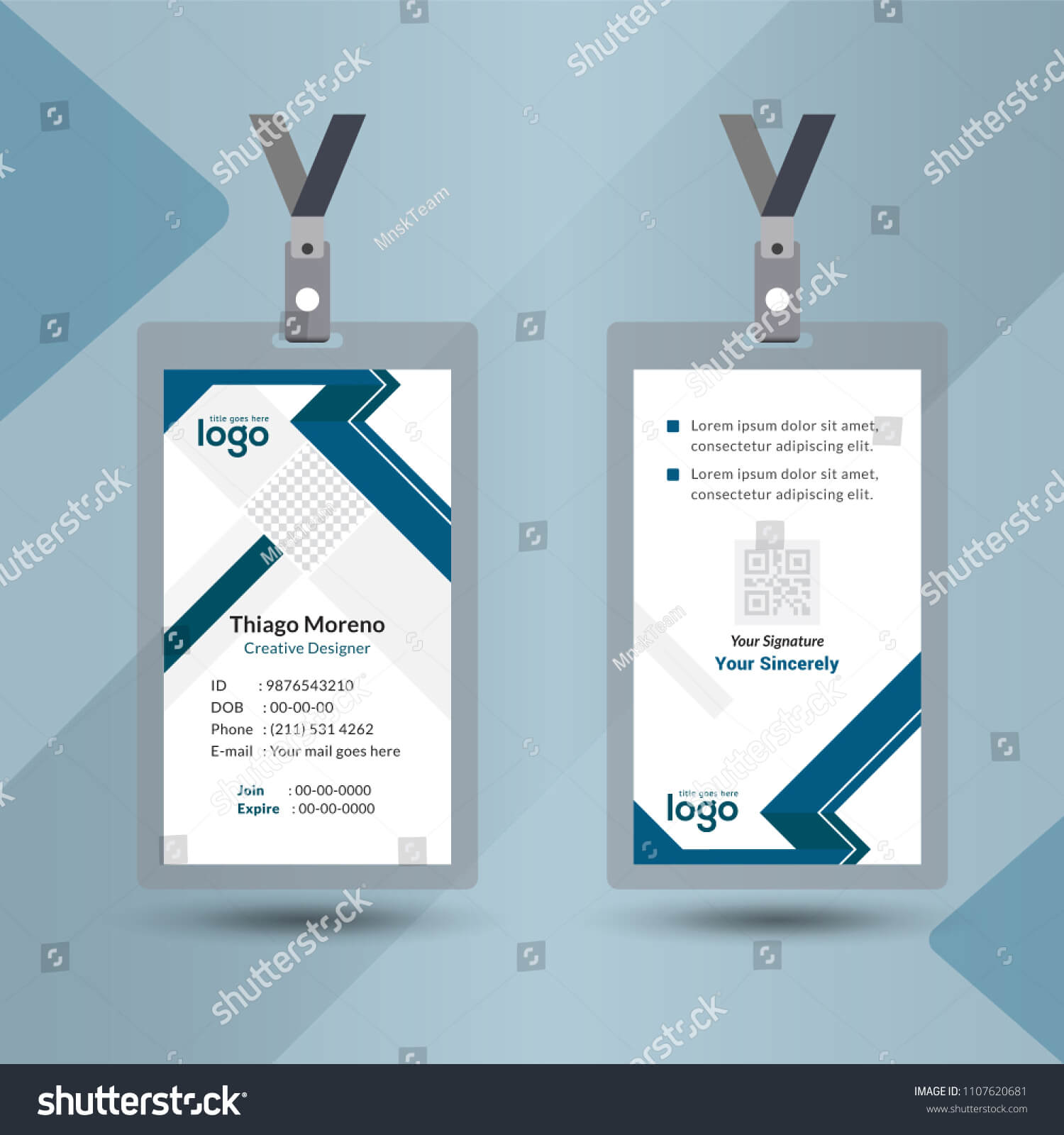 Event Staff Abstract Id Card Set Stock Vector (Royalty Free Regarding Portrait Id Card Template