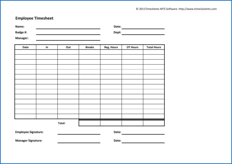 Example Of Employee Timesheet Template Spreadsheet Free for Weekly Time