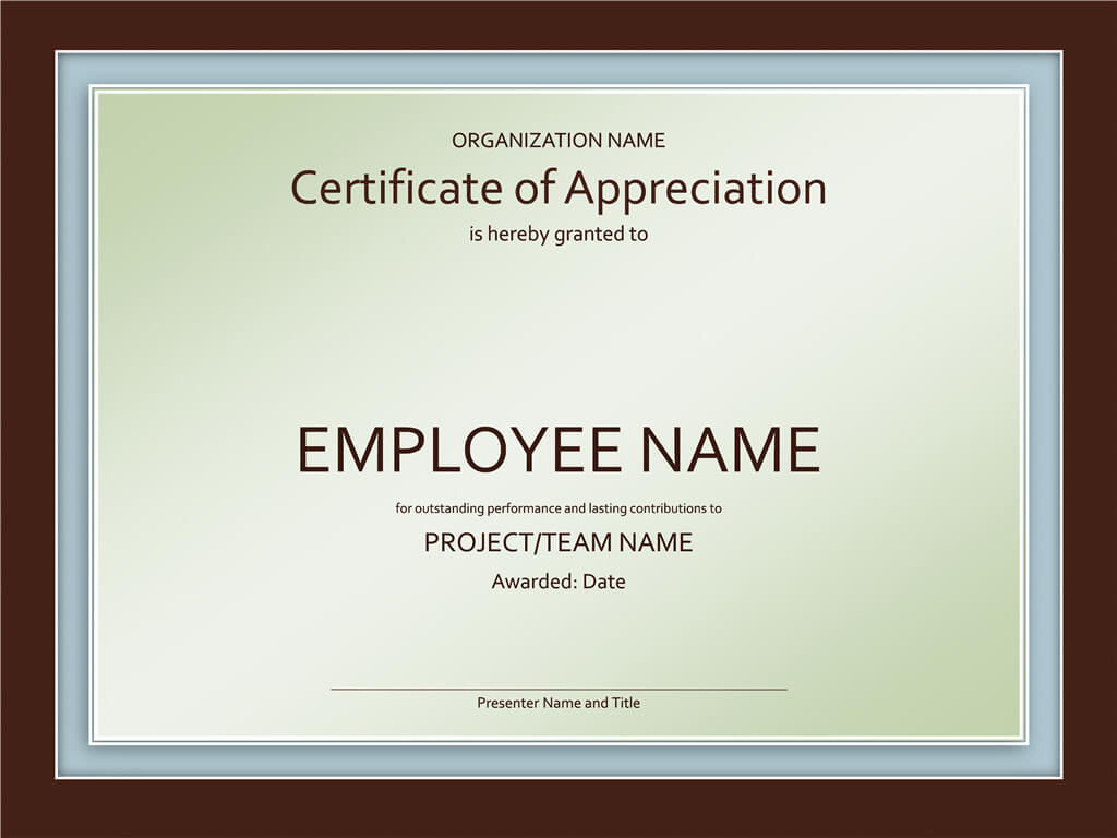 Excellent Employee Certificate Of Appreciation Template Within Good Job Certificate Template
