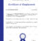 Excellent Employment Certificate Template Within Sample Certificate Employment Template