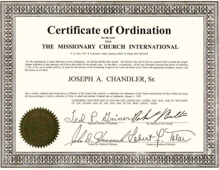 Ordination Certificate Templates