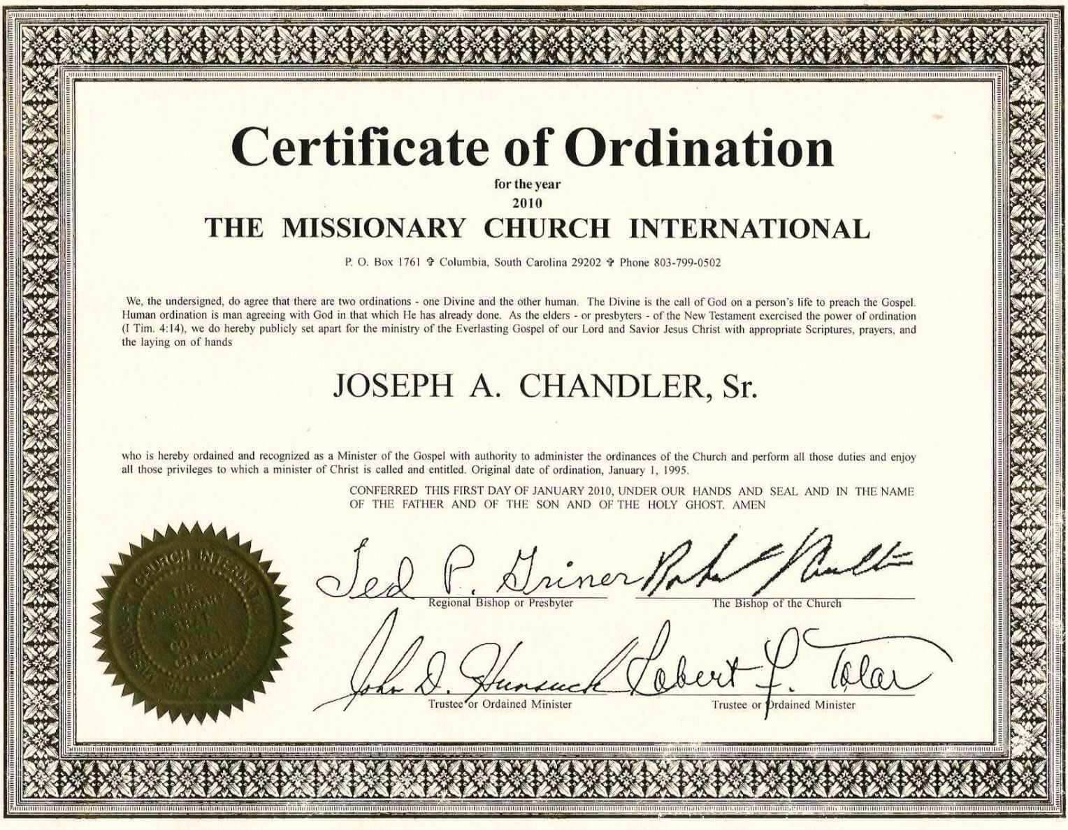 Exceptional Printable Ordination Certificate – Debra Website Pertaining To Ordination Certificate Templates