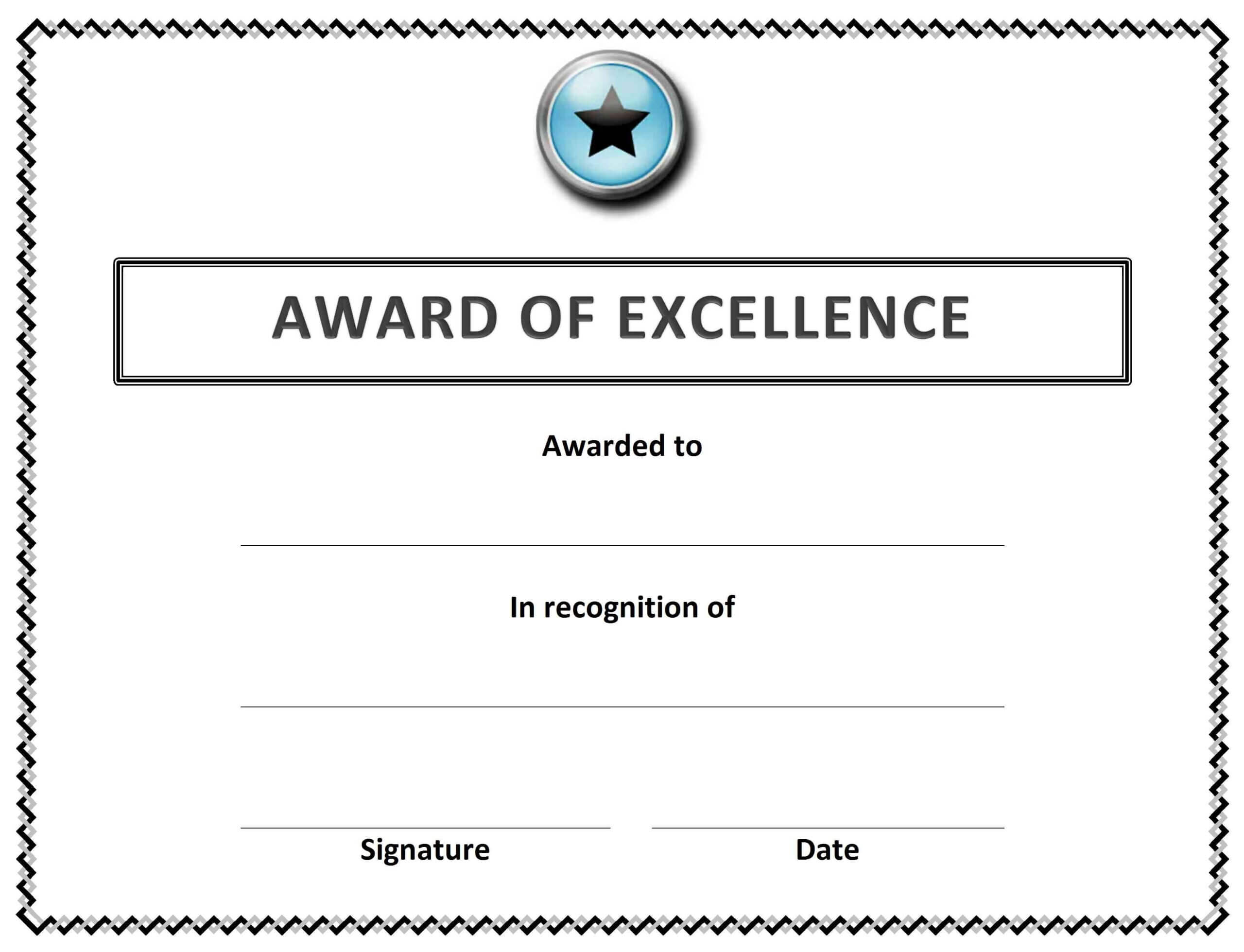 🥰 Free Sample Of Certificate Of Award Templates🥰 Intended For Free Printable Blank Award Certificate Templates