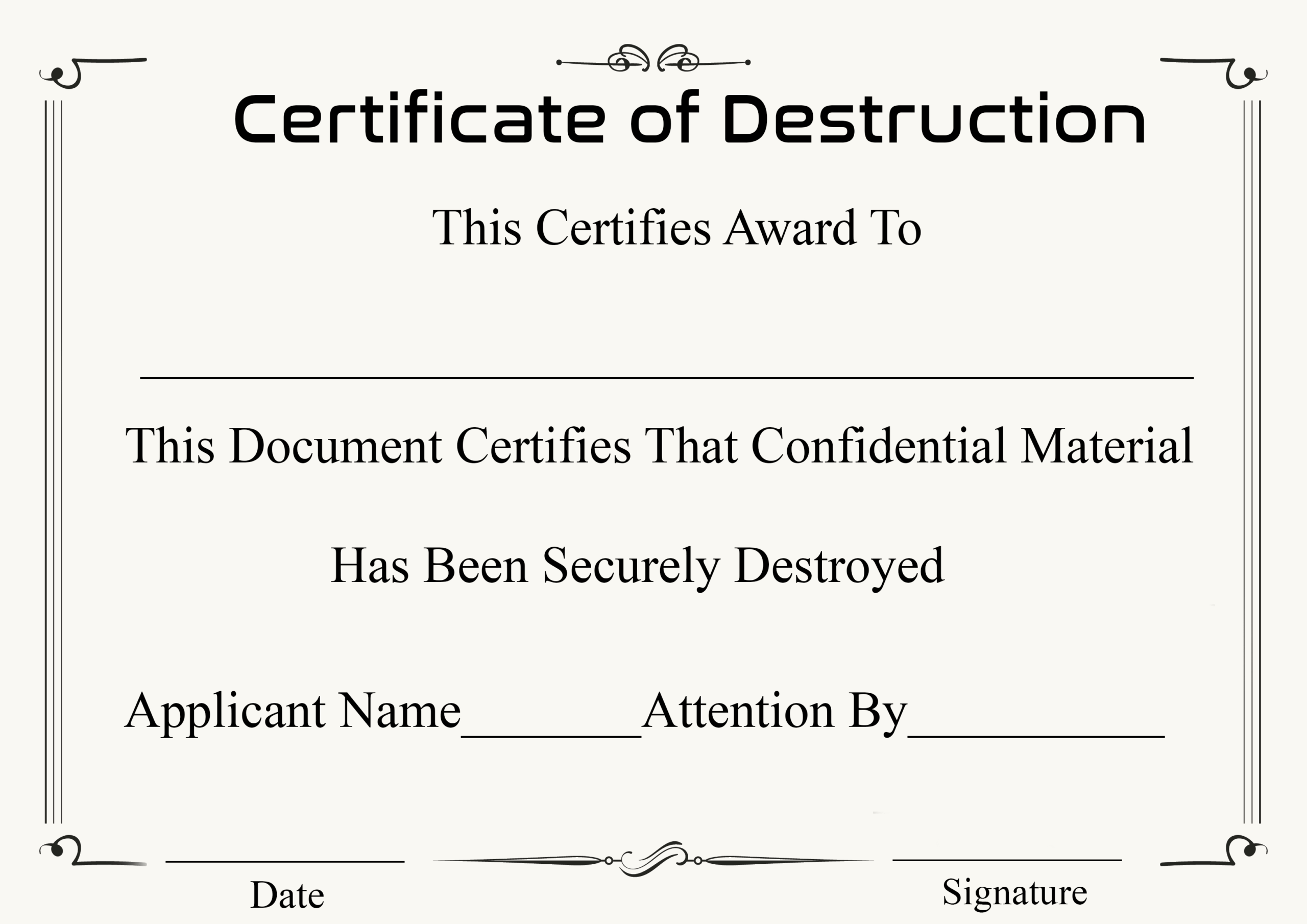 🥰5+ Free Certificate Of Destruction Sample Templates🥰 In Certificate Of Destruction Template
