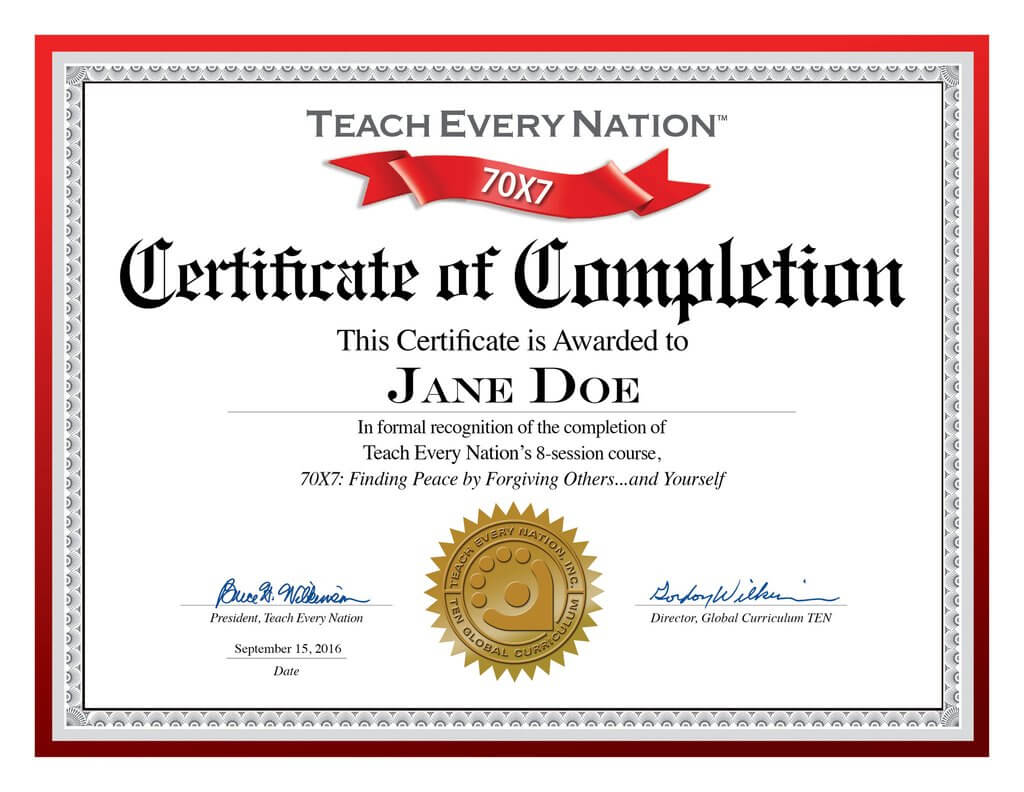 🥰free Certificate Of Completion Template Sample With Example🥰 With Regard To Class Completion Certificate Template