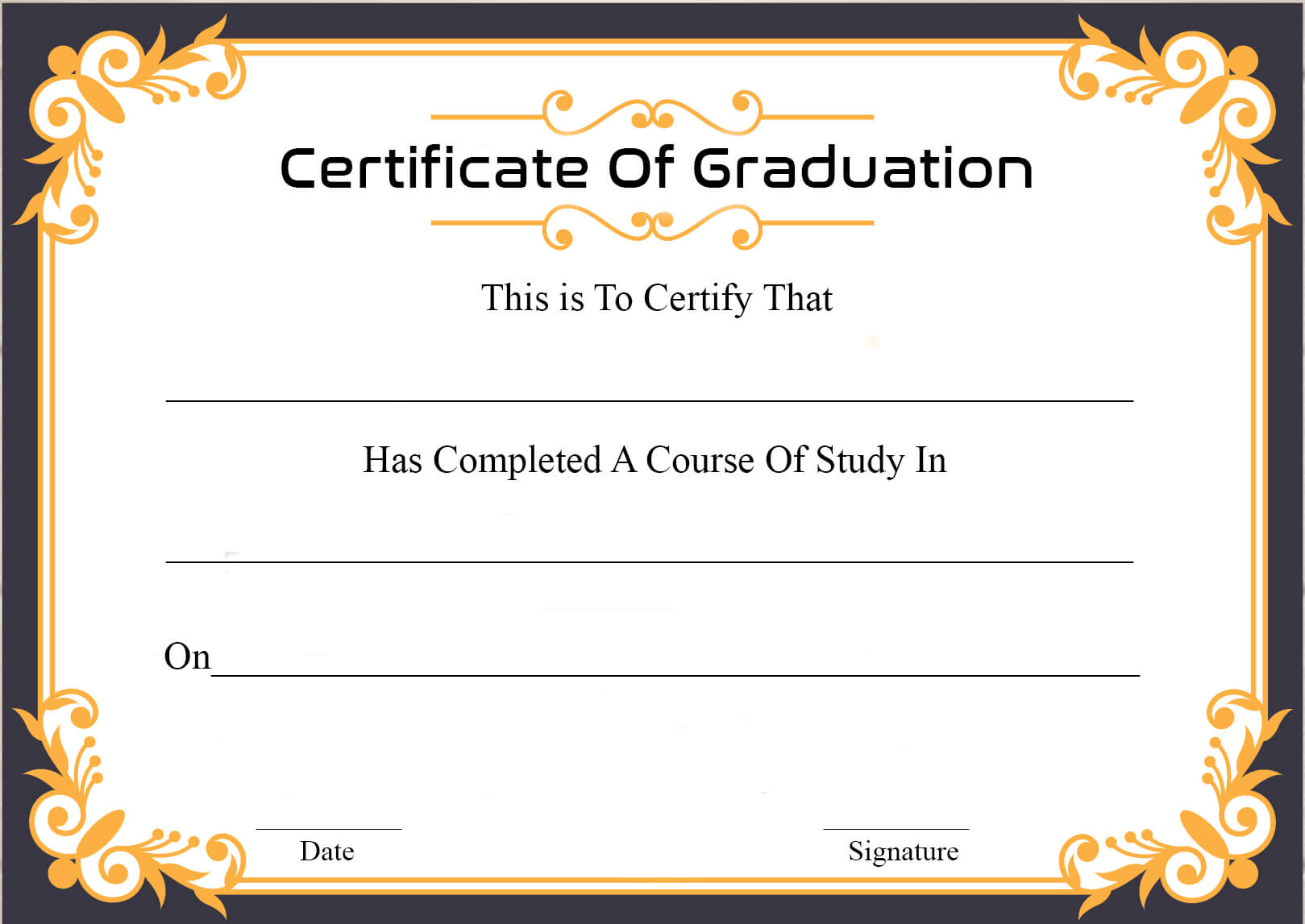 🥰free Certificate Template Of Graduation Download🥰 Pertaining To Free Printable Graduation Certificate Templates