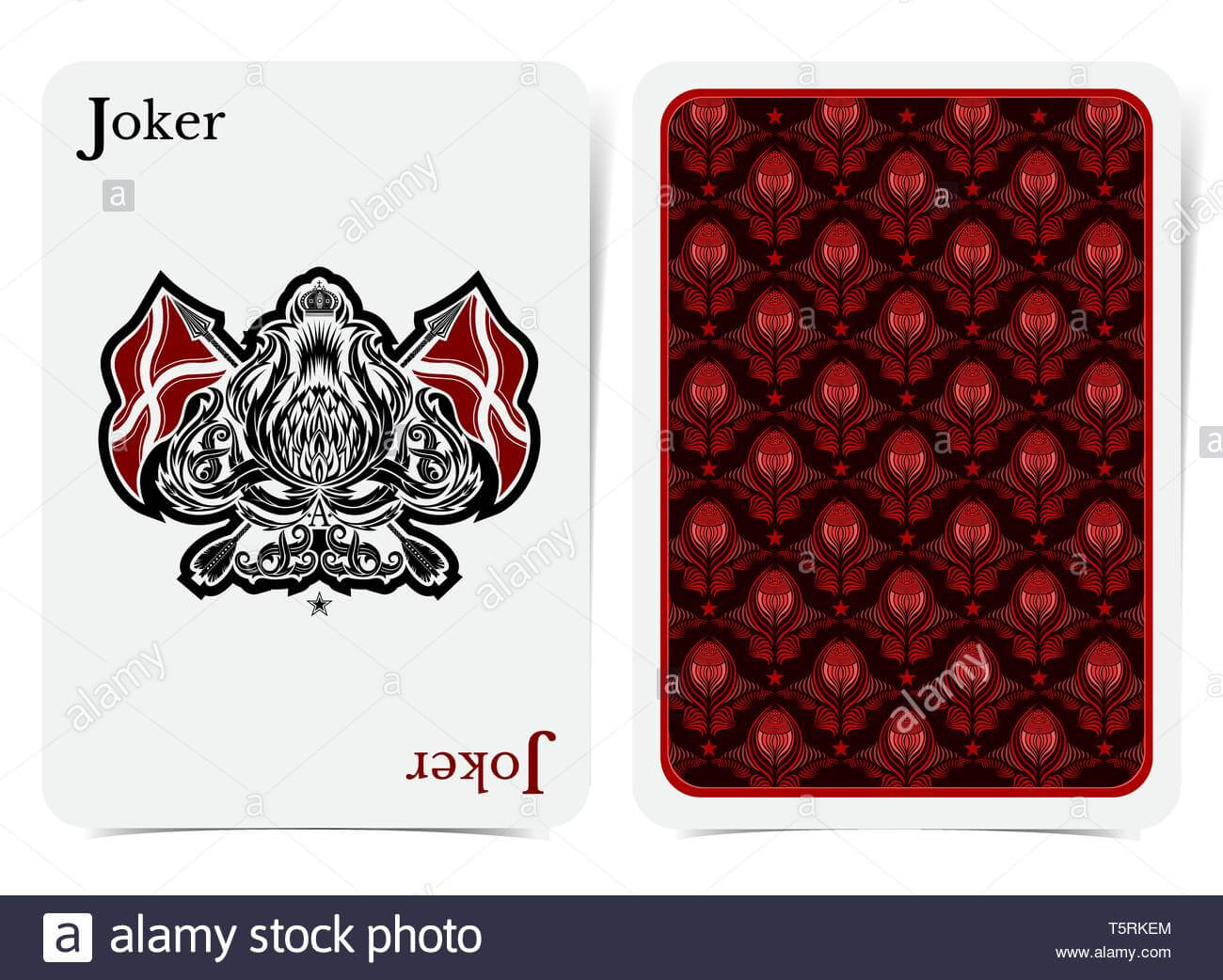 Face Of Joker Card Thistle Plant Pattern With Crossed Flags Within Joker Card Template