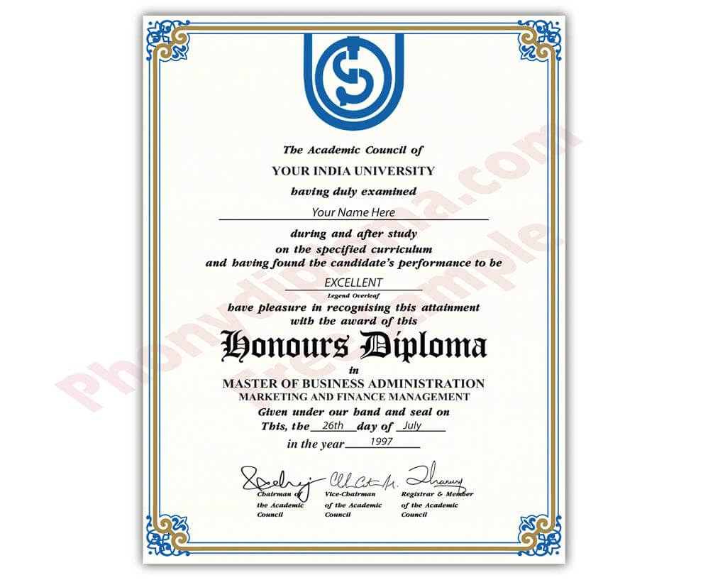 Fake Diploma From India University Inside Fake Diploma Certificate Template