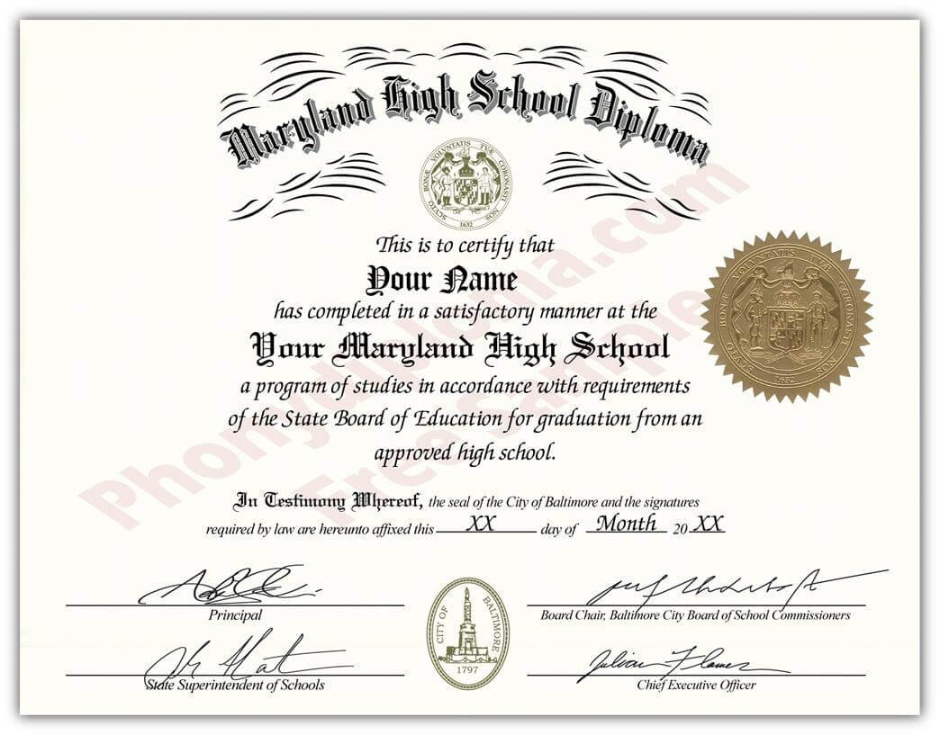 Fake Diplomas And Transcripts From Maryland – Phonydiploma For Ged Certificate Template