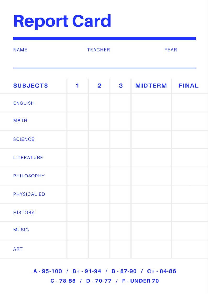 Fake Report Card - Dalep.midnightpig.co In Blank Report Card Template