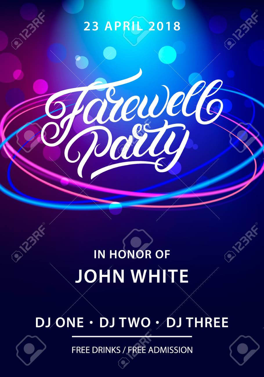 Farewell Party Hand Written Lettering. Invitation Card, Poster,.. Inside Farewell Invitation Card Template