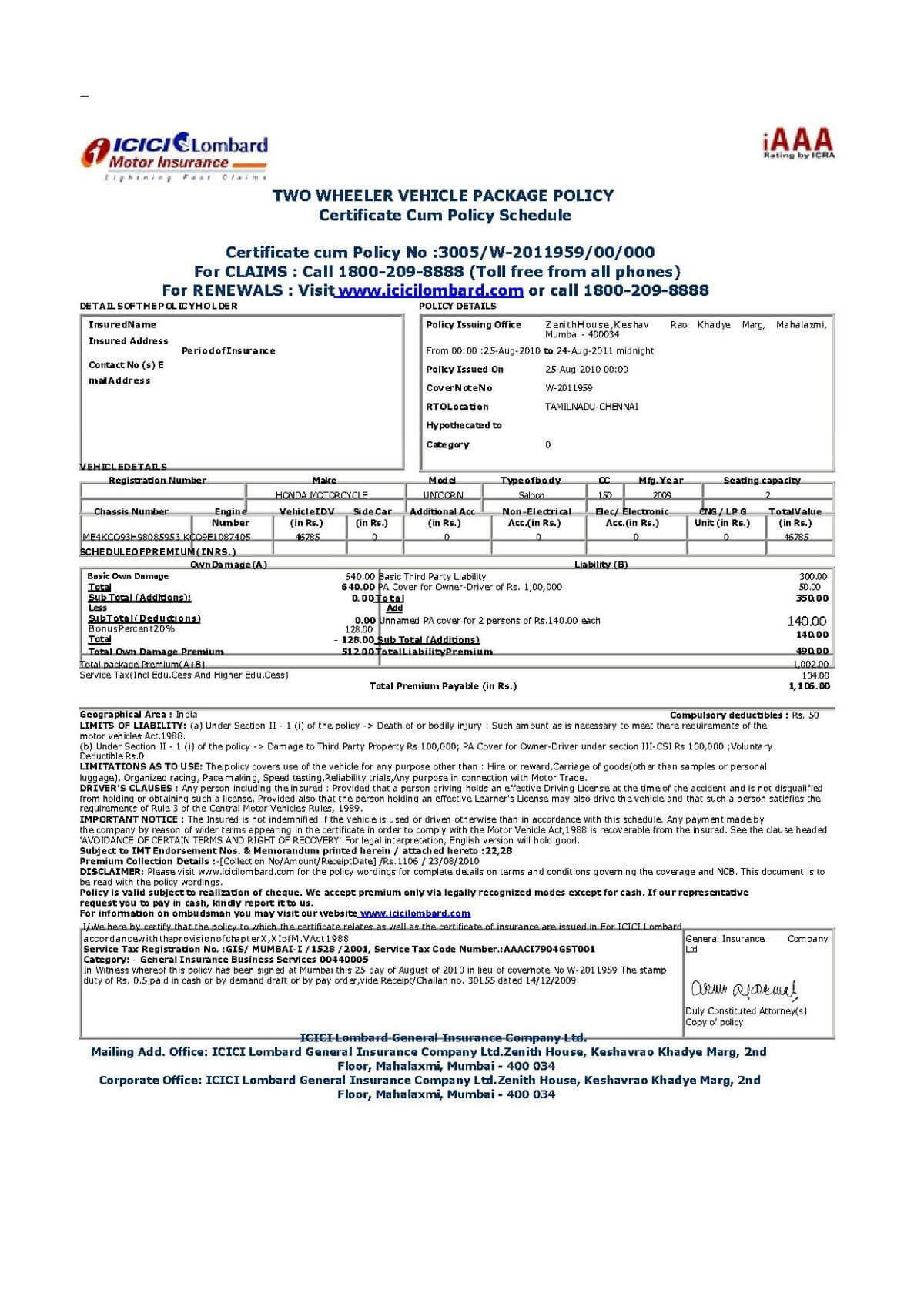 File:vehicle Insurance Certificate In India.pdf – Wikimedia Inside Auto Insurance Card Template Free Download