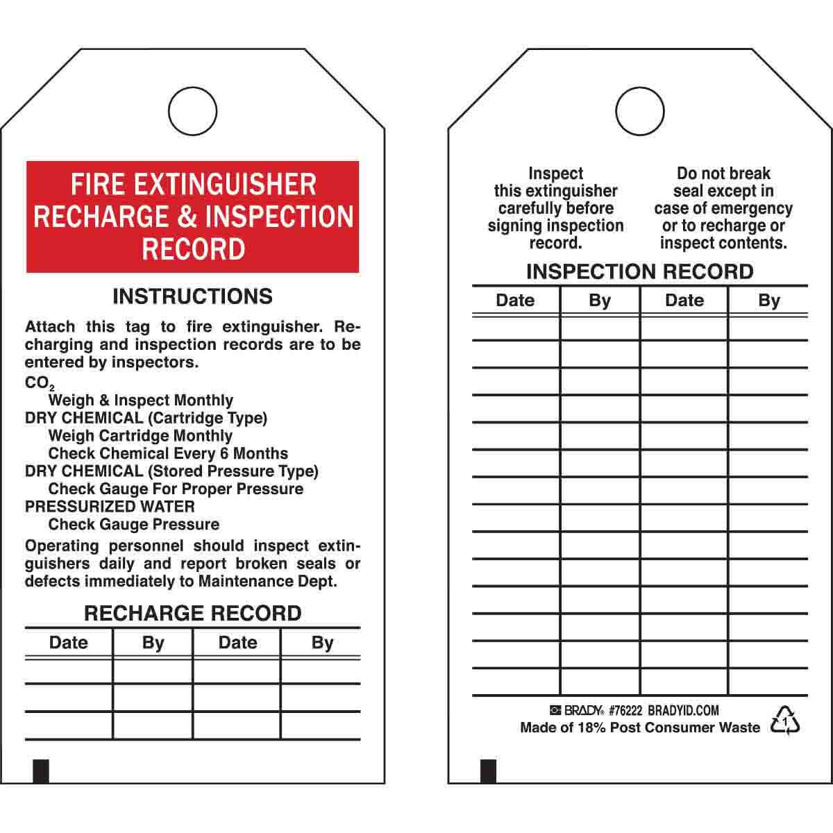 Printable Fire Extinguisher Inspection Tags Template Pdf Printable