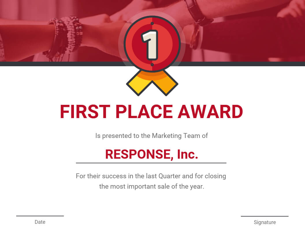 First Place Award Certificate Template With Regard To Winner