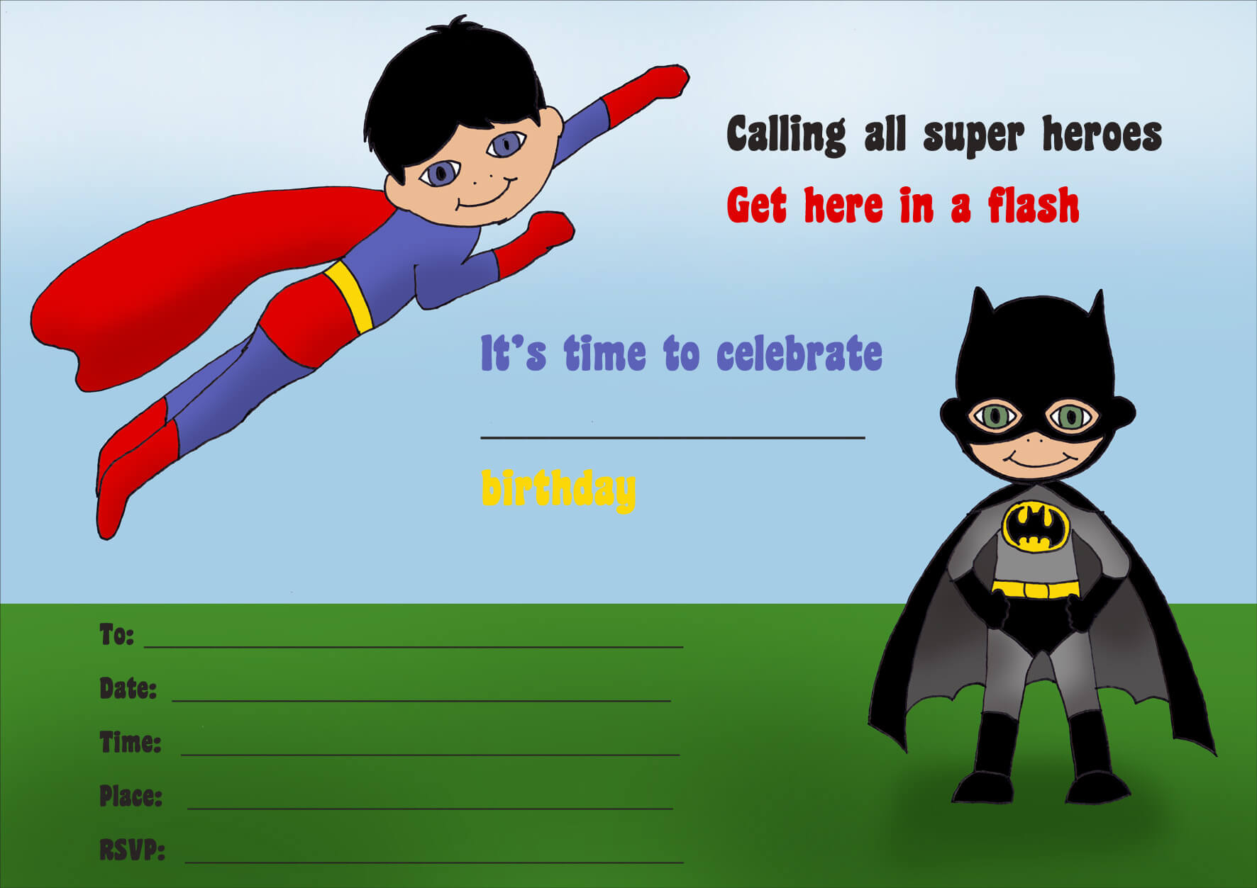 Flash Birthday Invitations – Calep.midnightpig.co Regarding Superman Birthday Card Template